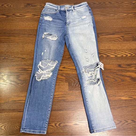 Flying Monkey Denim - Flying Monkey High Rise 2 Tone Distressed Jeans size 27